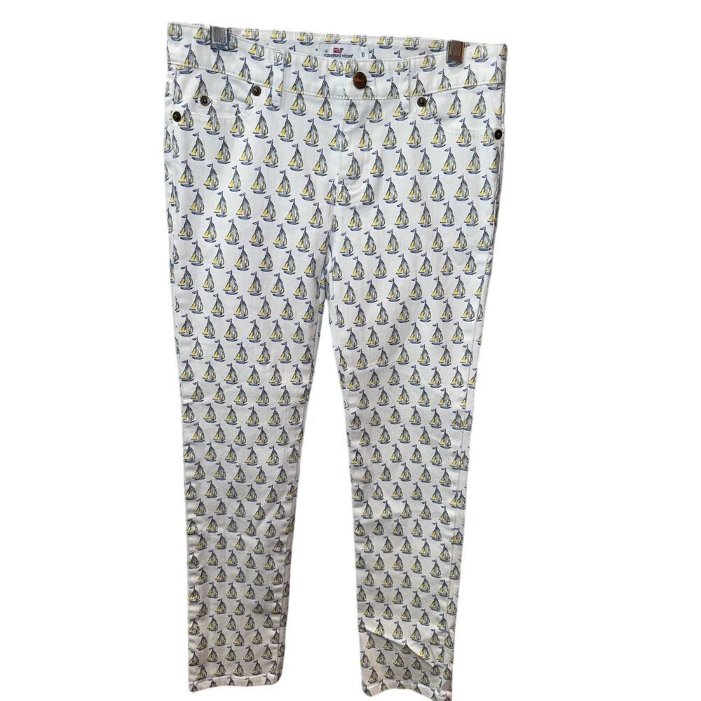 Girls Sraight Vineyard Vines Sailboat Print Jeans Size 10